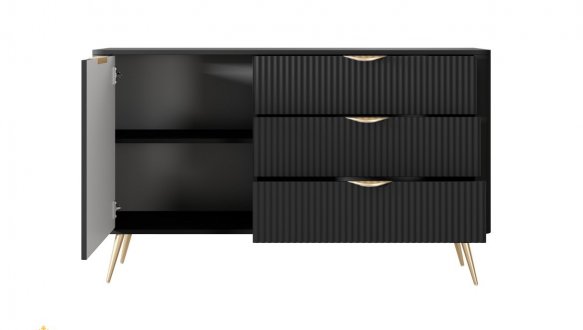 Комод 1D3S/138 Чорний/Золоті ніжки Lante 0