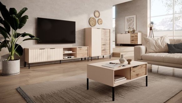 Тумба під ТВ Rave/Рейв RTV203 Дуб Вікінг/Бежевий Perfect Home Ширина 203 см 4