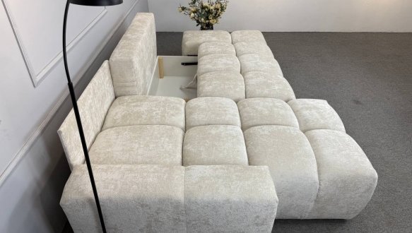 Кутовий диван розкладний крокуюча єврокнижка Елізіум Сапфір 277 см 35