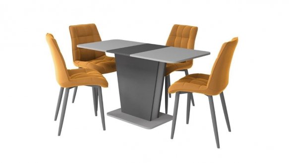 Стіл Cosmo Grey Інтарсіо Графіт/Сірий камінь Розкладний 110/145 см 2