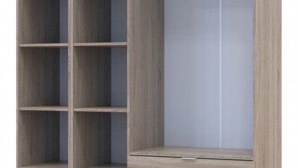 Шкаф для одежды Дорос Гелар дуб сонома 3-х дверный/Зеркало 155 см 4