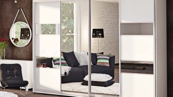 Шафа-купе з дзеркалом Комфорт меблі Модель-3 білий 4 дверна 400 см