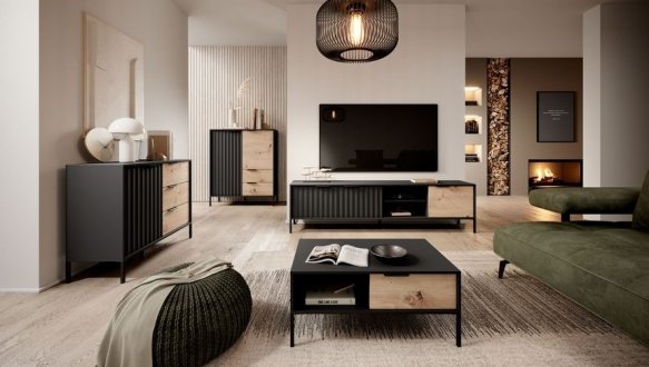 Тумба под телевизор Черный/Дуб артизан 3D/203 Rave 4