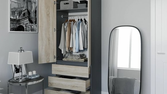 Шафа Морелі Т211 2 дверна графіт з трубою 80 см 6