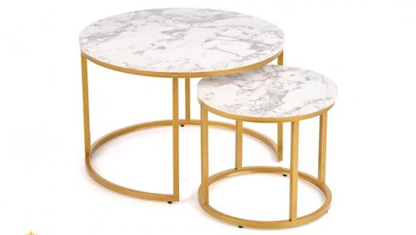 Стол журнальный Paola белый мармур/золотой 1