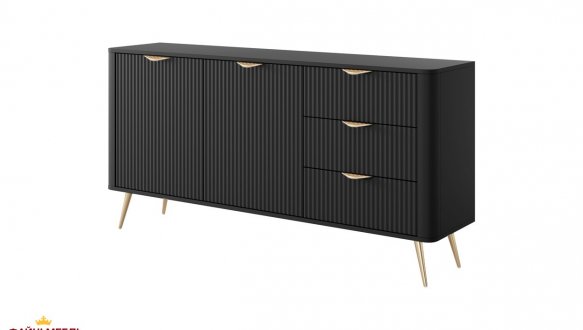Комод 2D3S/163 Чорний/Золоті ніжки Lante 3