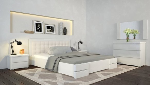 Кровать деревянная ArborDrev Регина Люкс с подьемным механизмом и нишей для белья Сосна / Бук 10