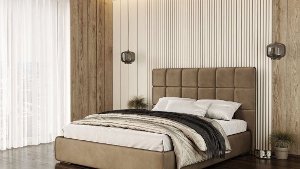 Ліжко м'яке двоспальне Лев Сантьяго з підйомним механізмом та нішею для білизни 0