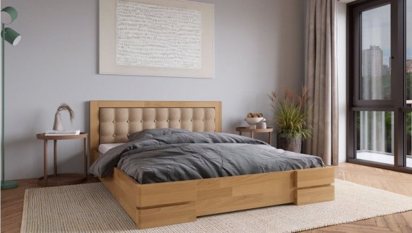 Ліжко двоспальне дерев'яне ArborDrev Регіна Люкс масив Сосна / Бук 1