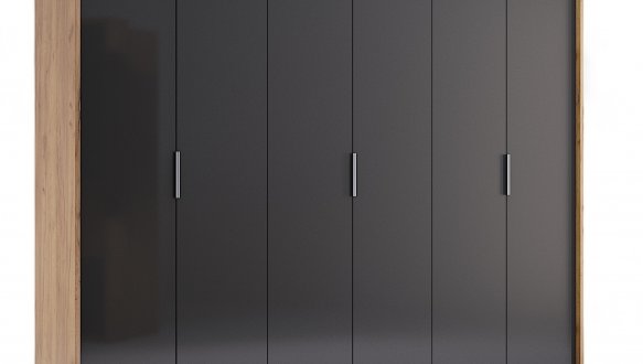 Шафа 6Д без дзеркала Міромарк Луна 6 дверна чорний 275 см