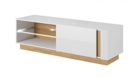 Тумба під ТВ Arco/Арко RTV138 2D Білий/Білий глянець/Дуб грандсон Perfect Home Ширина 138 см