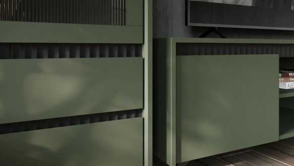 Витрина REG1W2S Лаундж Зеленый димчастый / Черный 0