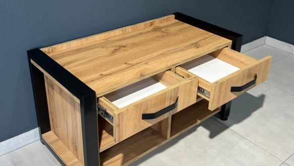 Тумба LOFT 2ш Дуб Сонома / Чёрный мат MebliRoMax 3