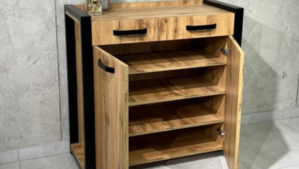 Тумба LOFT 2ш2д Дуб Сонома / Чёрный мат MebliRoMax 2