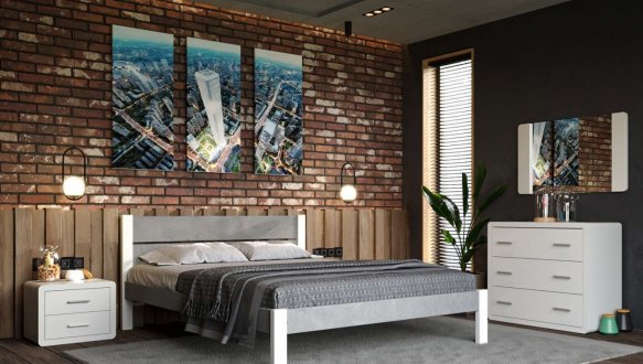 Ліжко дерев'яне з м'якою вставкою ArborDrev Лофт 2 Сосна / Бук 0