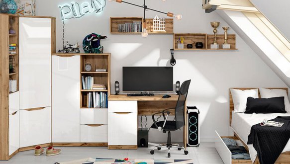 Модульна дитяча Nuis/Нуіс BRW Poland Дуб вотан/Білий глянець