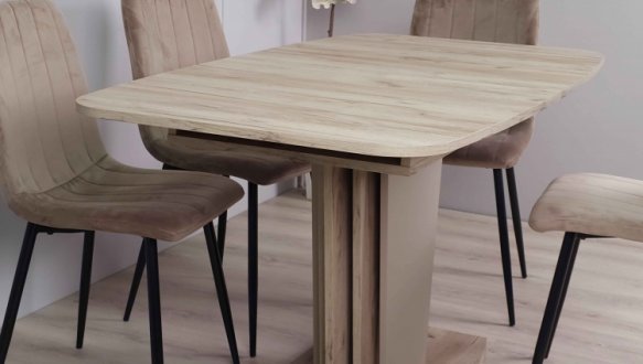 Стол Avalon Интарсио Дуб Крафт Серый/Латте Раскладной 140/180 см 3