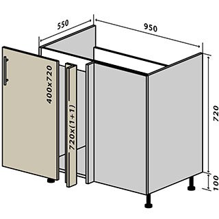 №15 Тумба нижня уні мийка 95 Люкс RODOS