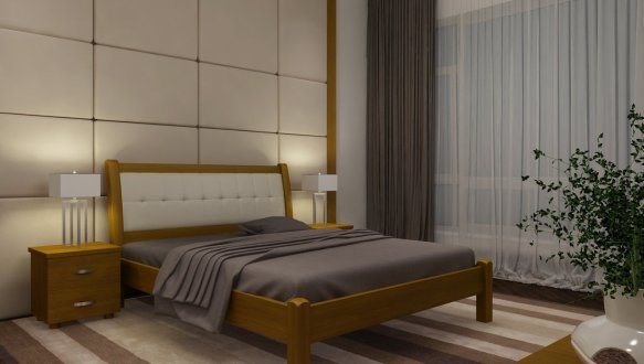 Кровать двуспальная деревянная Явито Ліон с подьемным механизмом и нишей для белья Массив Ольха / Ясень / Дуб 6