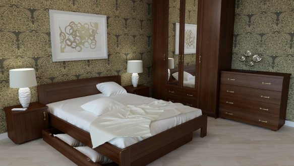 Кровать двуспальная деревянная Явито Мила Массив Ольха / Ясень / Дуб 1