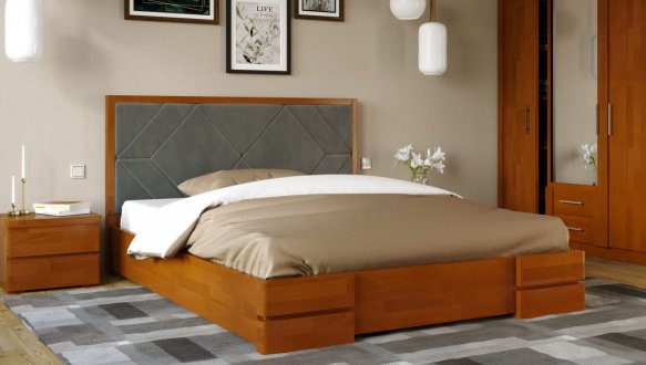 Кровать деревянная с мягкой вставкой ArborDrev Тиффани Сосна / Бук 7