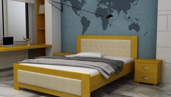 Ліжко двоспальне дерев'яне Явіто Енігма Масив Вільха / Ясен / Дуб 11