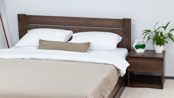 Ліжко дерев'яне Дрімка Лотос з підйомним механізмом та нішею для білизни Бук 13