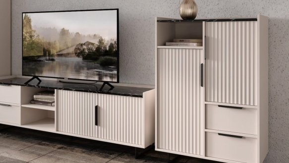 Тумба под ТВ RTV2D2S Фреско Кашемир / Темный мрамор 4