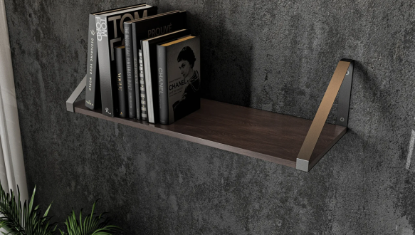 Полиця настінна венге темний/чорний XT28