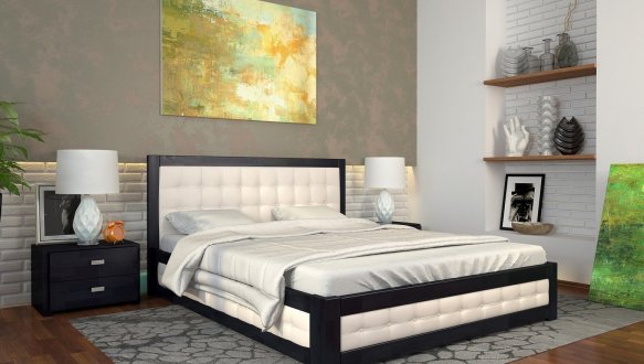 Ліжко дерев'яне ArborDrev Рената М з підйомним механізмом та нішею для білизни Сосна / Бук 2