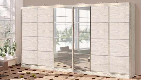 Шкаф-купе с 4 частей Комфорт мебель дуб беленый 6 дверный 540 см