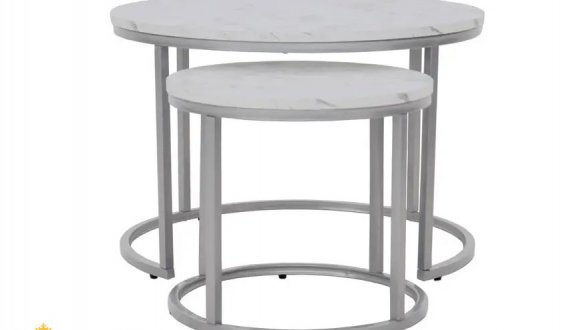 Стіл журнальний Paola мармур/срібло 4