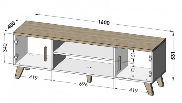 Тумба ТВ 160 2D2K Lotta 2