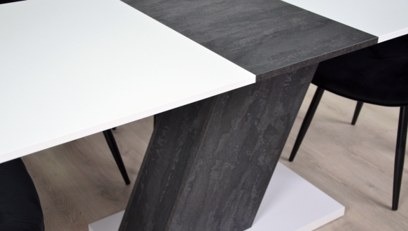 Стол обеденный Rio Белая Интарсио Аляска РЭ / Угольный камень Раскладной 140/180 см 2