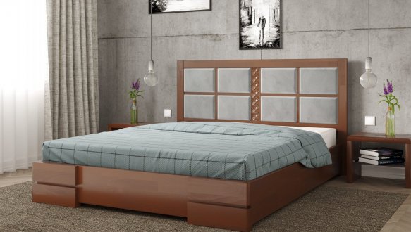 Кровать деревянная с мягкой вставкой ArborDrev Кардинал II Сосна / Бук 1