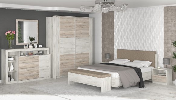 Модульная спальня Kim/Ким Mebel Service Дуб крафт белый/Санремо