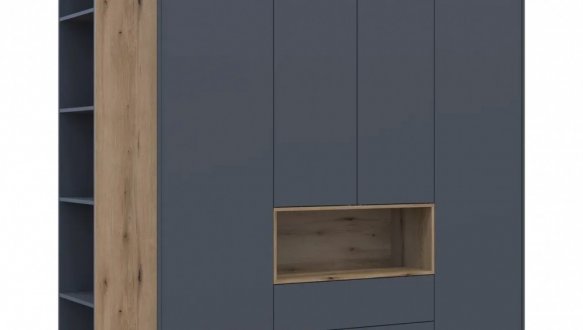 Шкаф для одежды с нишей и пеналом Дорос Дейл графит 4 дверный 234 см 0