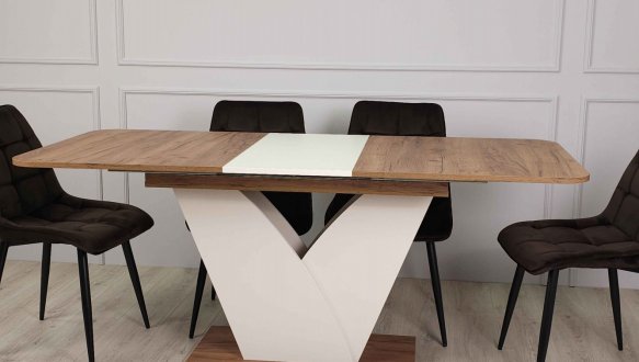 Стіл Volt Інтарсіо Дуб Крафт Табако/Мигдаль Розкладний 140/180 см 1