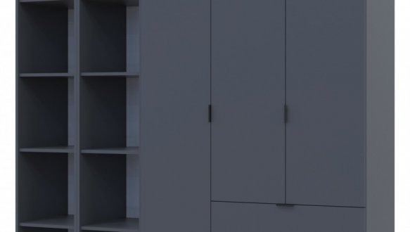 Шкаф Дорос Гелар графит с 2 Этажерками 3-х дверный 192,6 см 2