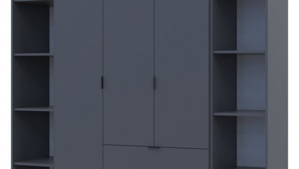 Шкаф Дорос Гелар графит с 2 Этажерками 3-х дверный 192,6 см 4