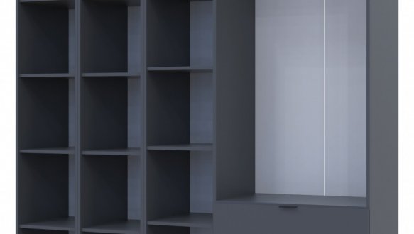 Шкаф Дорос Гелар графит с 2 Этажерками 3-х дверный 192,6 см 0