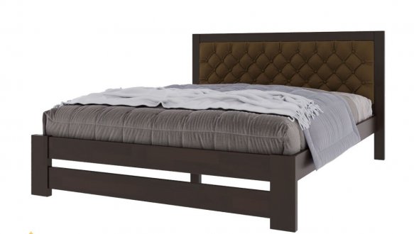 Ліжко дерев'яне з м'якою вставкою ArborDrev Симфонія Люкс Сосна / Бук 4