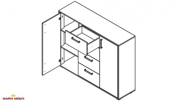Комод KOM2D4S Прайм Кашемир / Черный 0