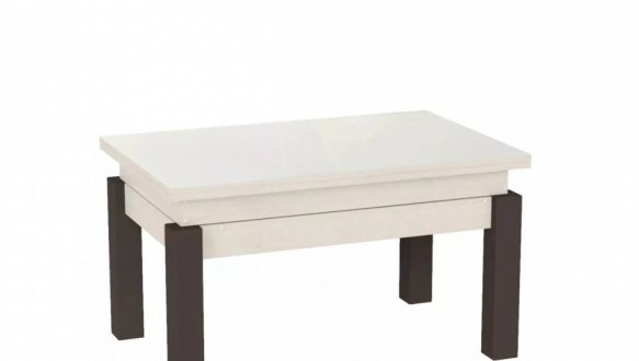 Стіл-трансформер B-Fly Glass Art In Head Гікорі рокфорд світлий/Венге ноги/Біле скло 4