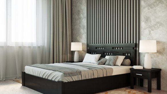 Кровать деревянная Лев Зевс с подьемным механизмом и нишей для белья массив Бук 4