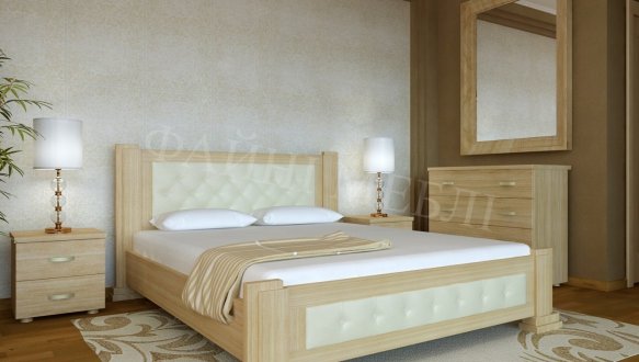 Ліжко двоспальне дерев'яне Явіто Техас з підйомним механізмом та нішою для білизни Масив Вільха / Ясен / Дуб 11