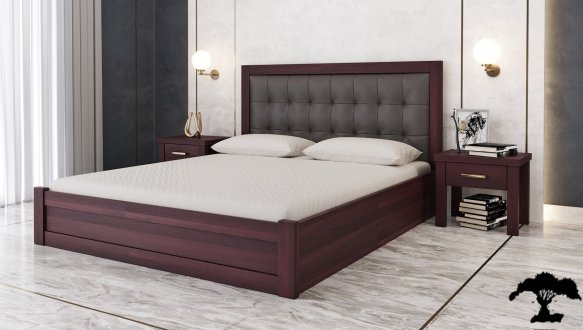 Кровать деревянная Лев Мардир 50 с подьемным механизмом и нишей для белья массив Бук