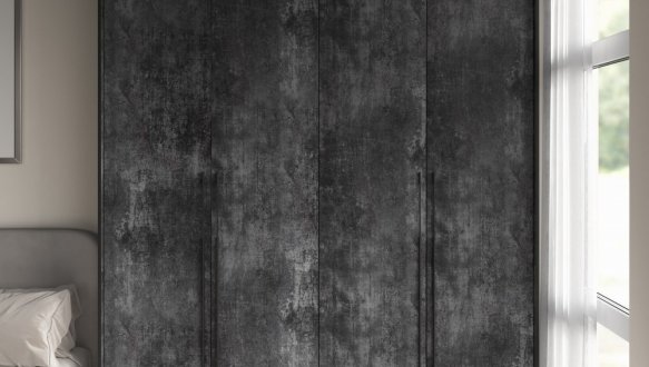 Шкаф Морели R-0017 Рамо 4 дверный бетон темный с полками 197см 0