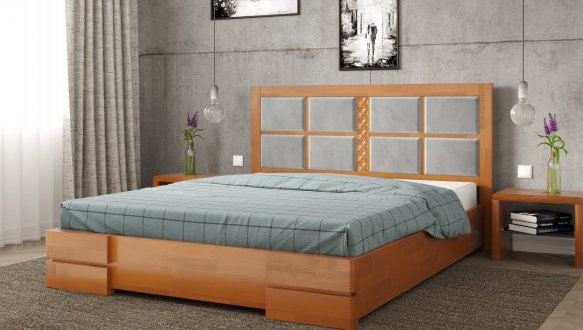 Кровать деревянная с мягкой вставкой ArborDrev Кардинал II Сосна / Бук 2