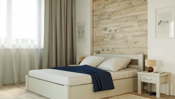 Ліжко дерев'яне Лев Соня з підйомним механізмом і нішею для білизни масив Бук Білий